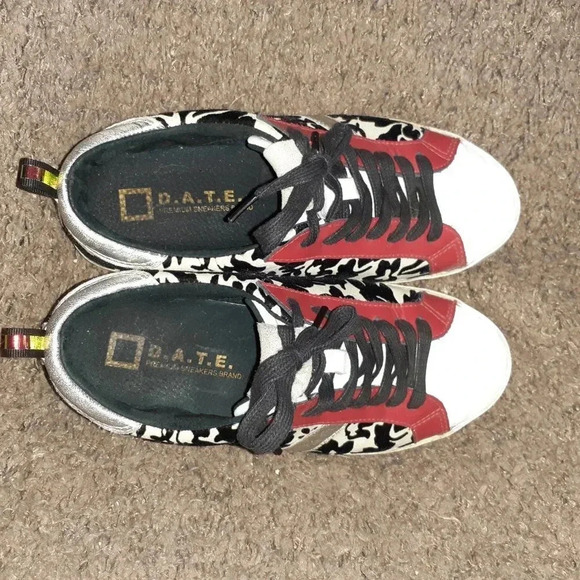D.A.T.E. PREMIUM SNEAKER-White/Red/Silver/Black-Leather/Suede Patent-Sz 6.5-EX - Picture 6 of 7